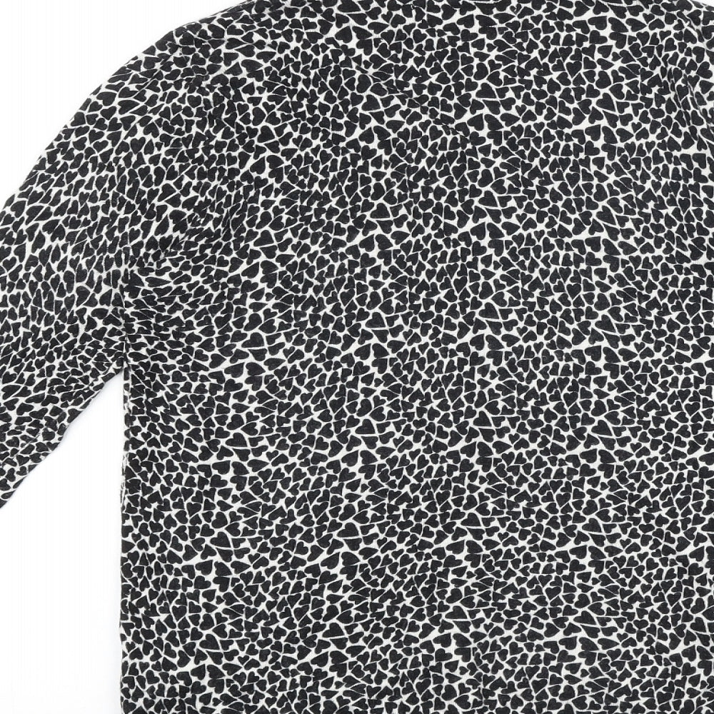 Marks and Spencer Womens Black Scoop Neck 100% Cotton Cardigan Jumper Size 8