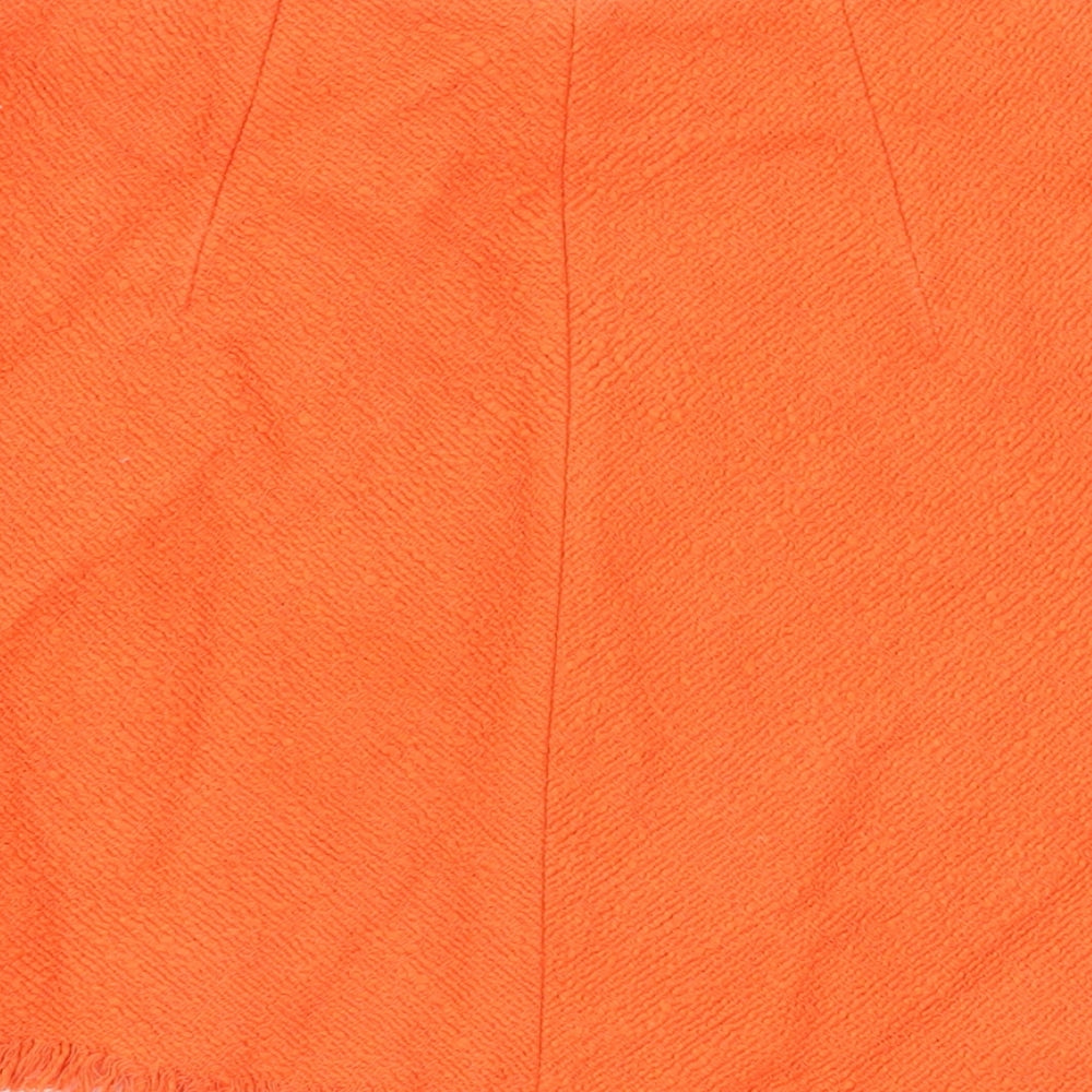 Zara Womens Orange Cotton Mini Skirt Size S Zip