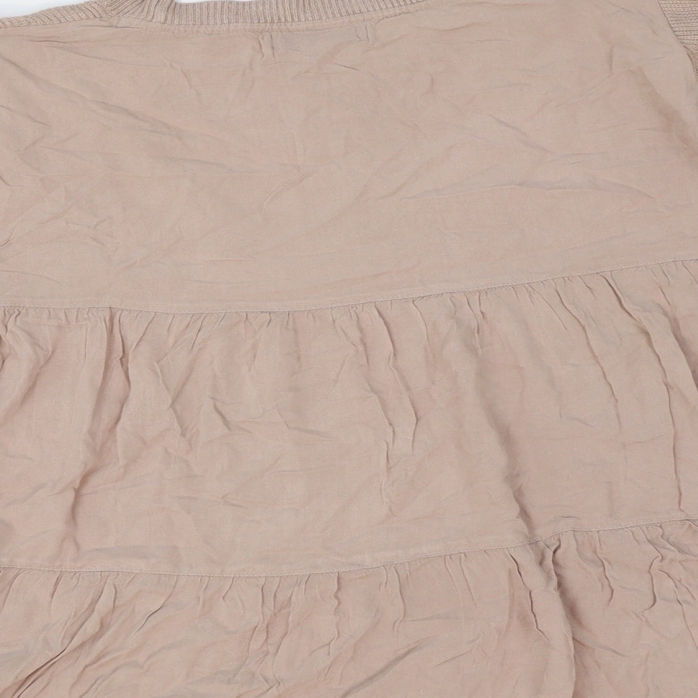 Marks and Spencer Womens Pink Viscose Basic T-Shirt Size 14 Round Neck