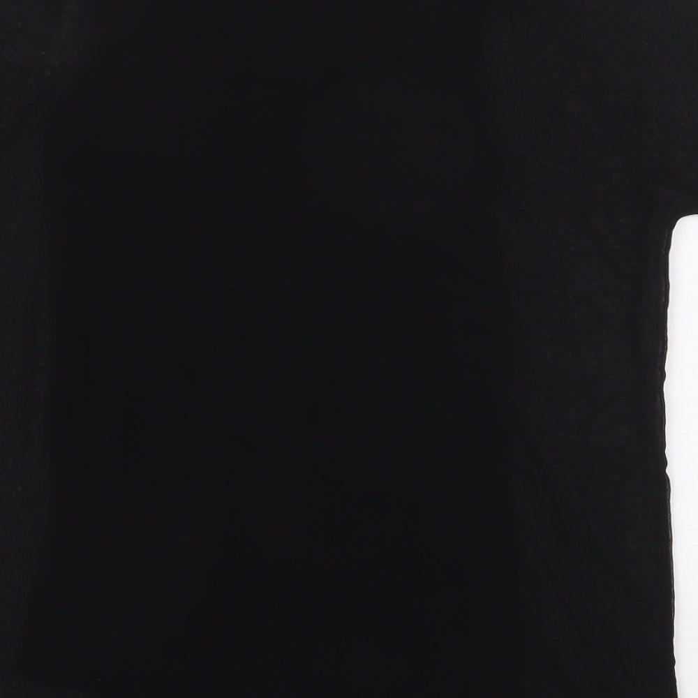 Design History Womens Black Polyester Basic T-Shirt Size S Round Neck