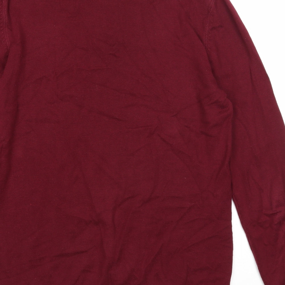 ASOS Mens Purple Collared Cotton Pullover Jumper Size M Long Sleeve