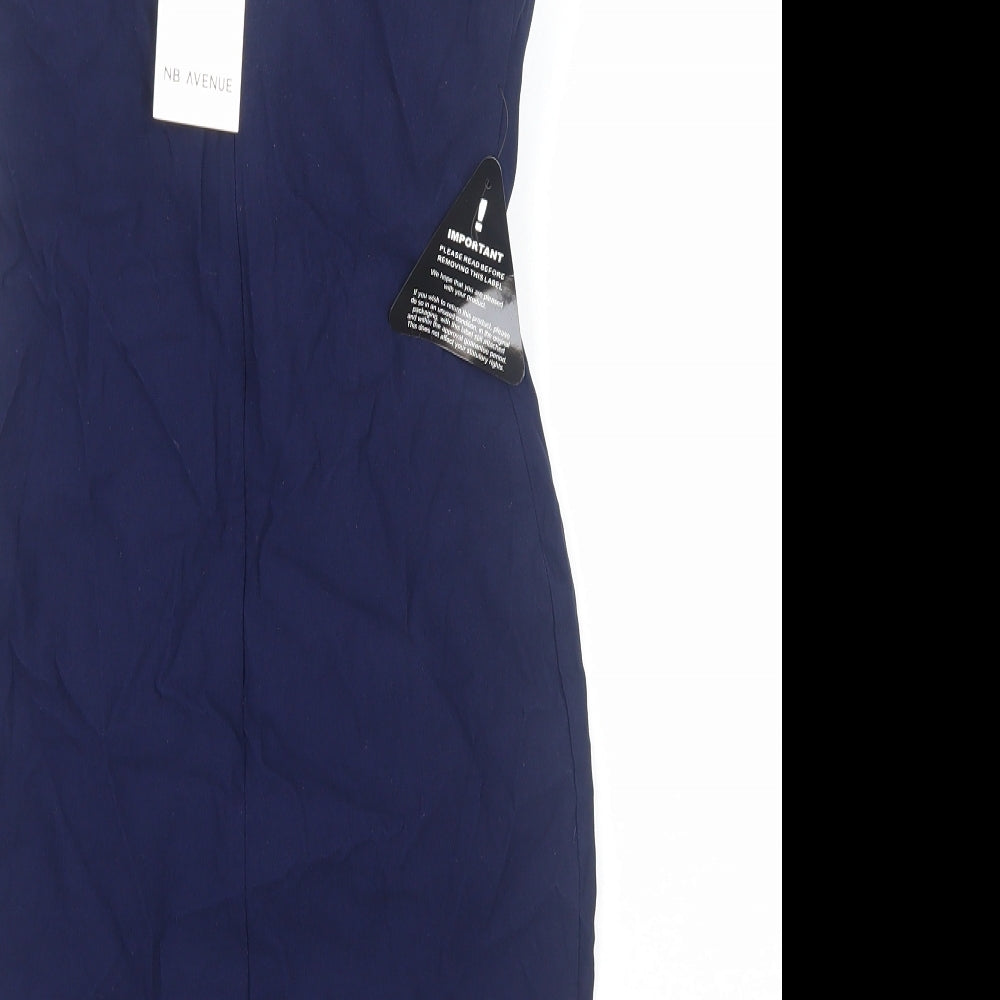 NB Avenue Womens Blue Floral Viscose Bodycon Size 8 Sweetheart Zip