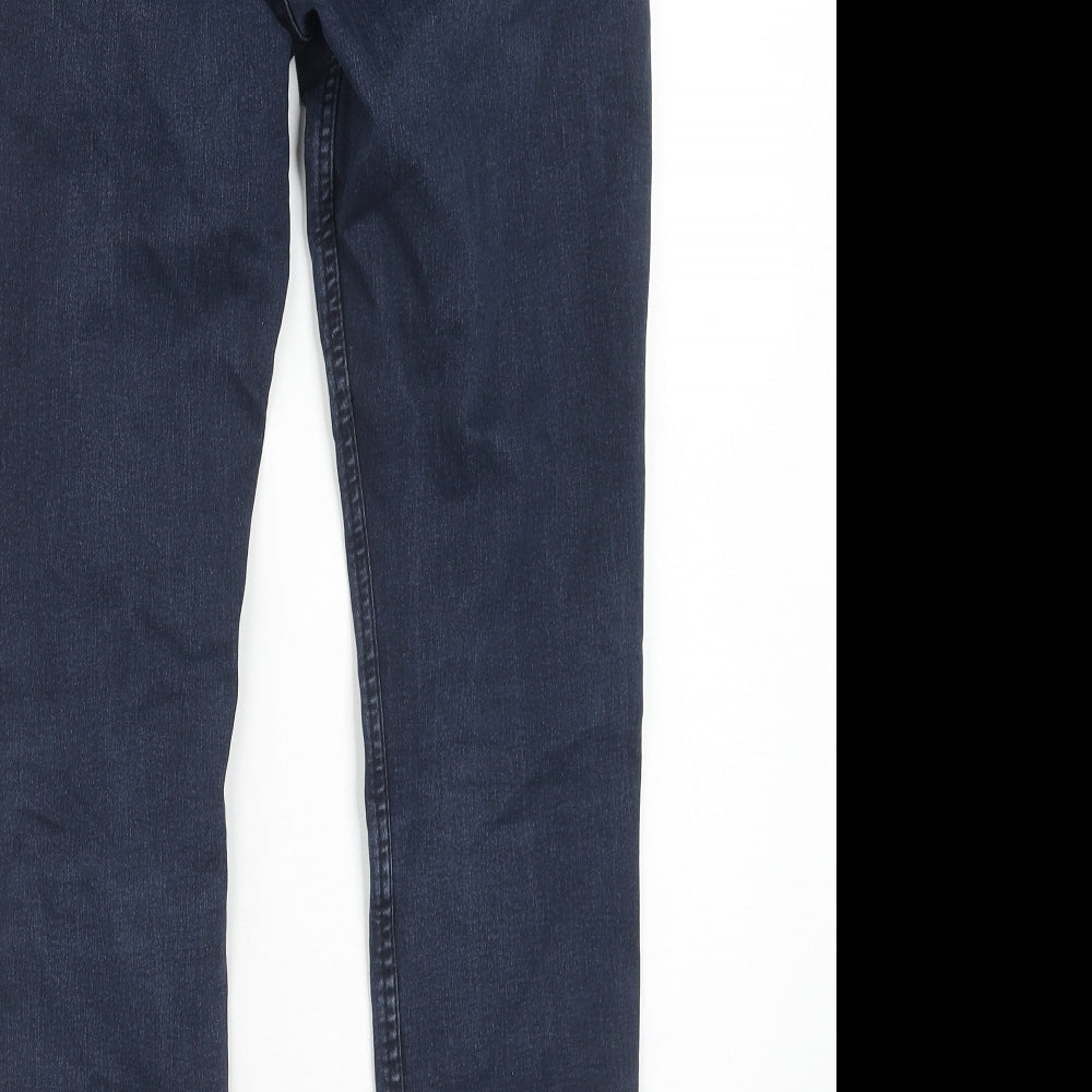 Marks and Spencer Womens Blue Cotton Skinny Jeans Size 10 Regular Zip