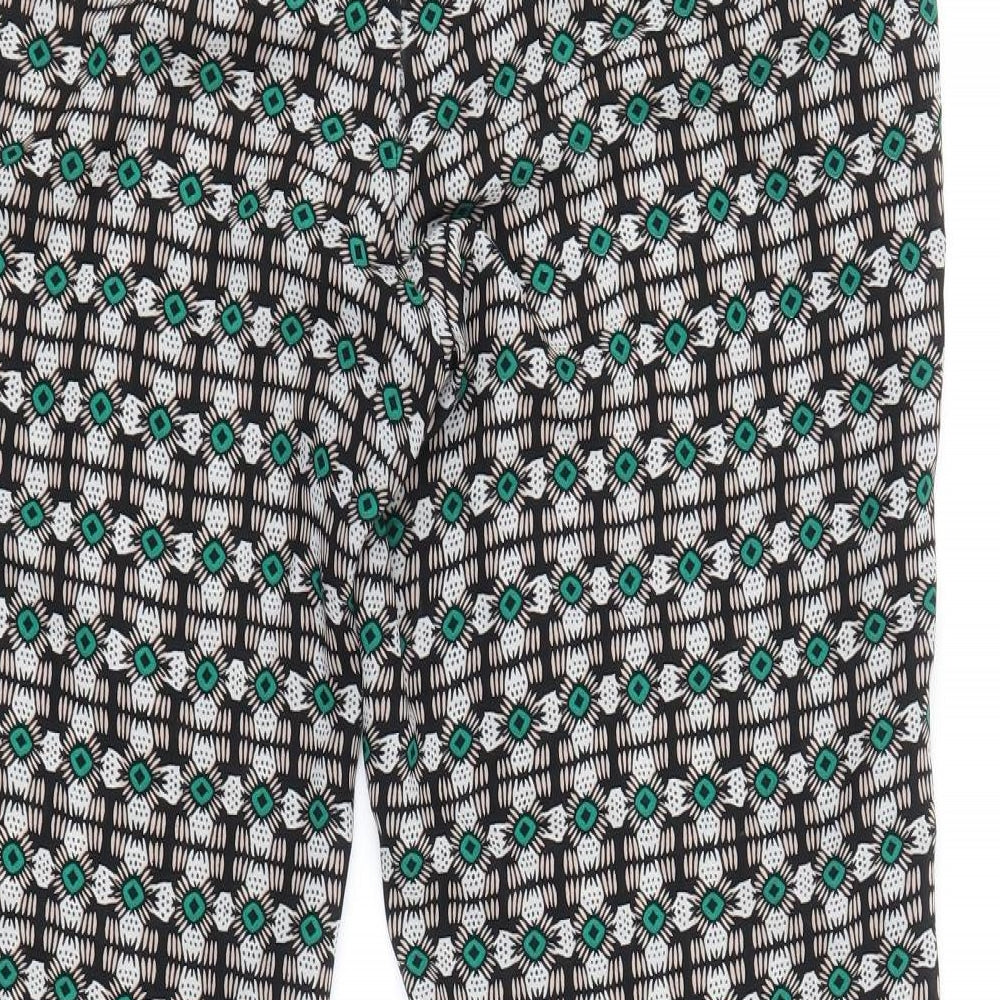 Stradivarius Womens Multicoloured Geometric Polyester Cropped Trousers Size L Regular
