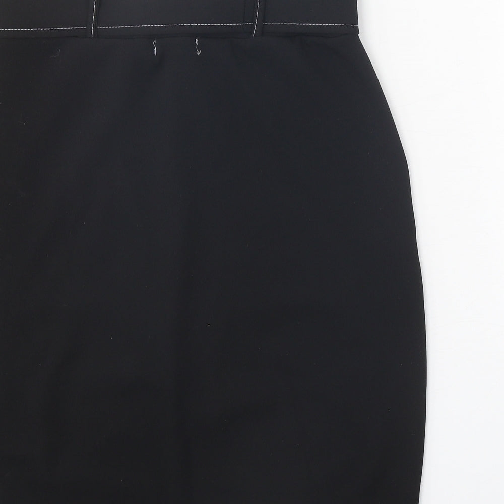 Boohoo Womens Black Polyester Straight & Pencil Skirt Size 10 Tie