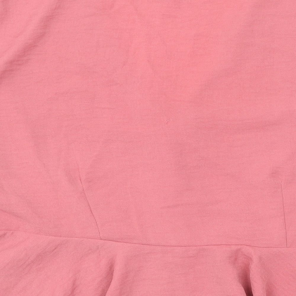 Topshop Womens Pink Polyester Basic Blouse Size 8 V-Neck