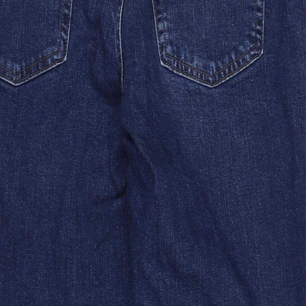 Marks and Spencer Womens Blue Cotton Straight Jeans Size 12 Regular Zip
