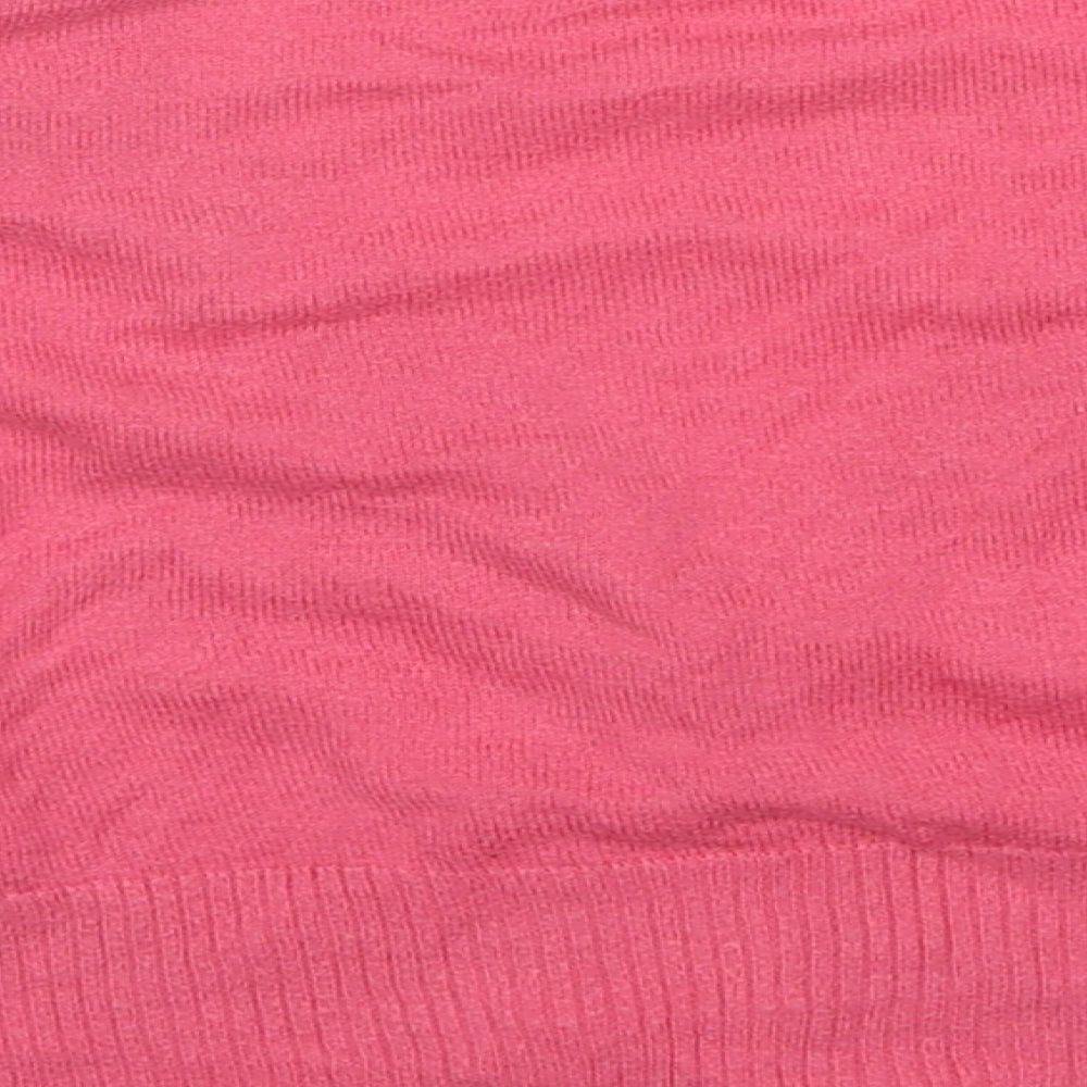 Marks and Spencer Womens Pink V-Neck Cotton Cardigan Jumper Size 12