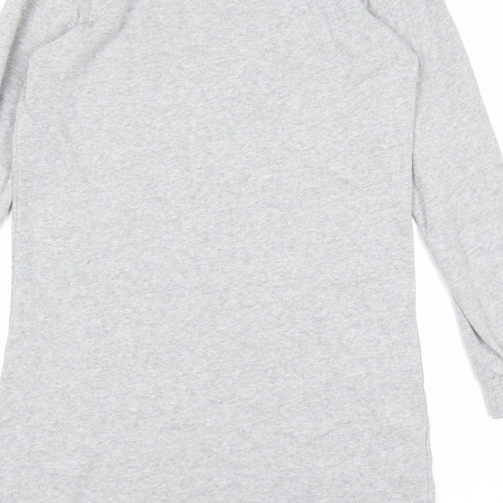 FOREVER 21 Womens Grey Cotton T-Shirt Dress Size S Round Neck Pullover - I Love You