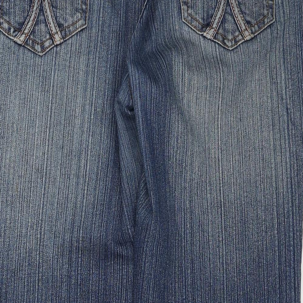 House Of Denim Womens Blue Cotton Straight Jeans Size 14 Regular Zip