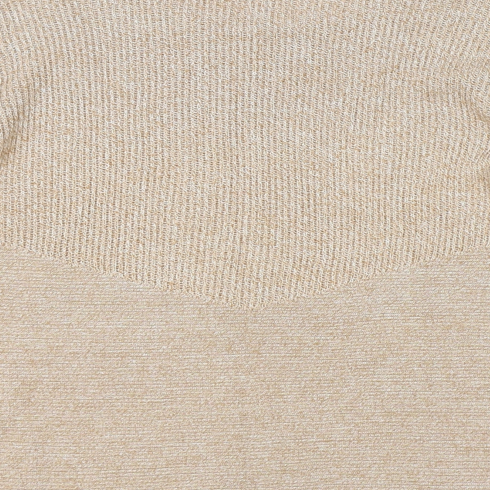 Peter Hahn Womens Brown Scoop Neck Cotton Pullover Jumper Size 10