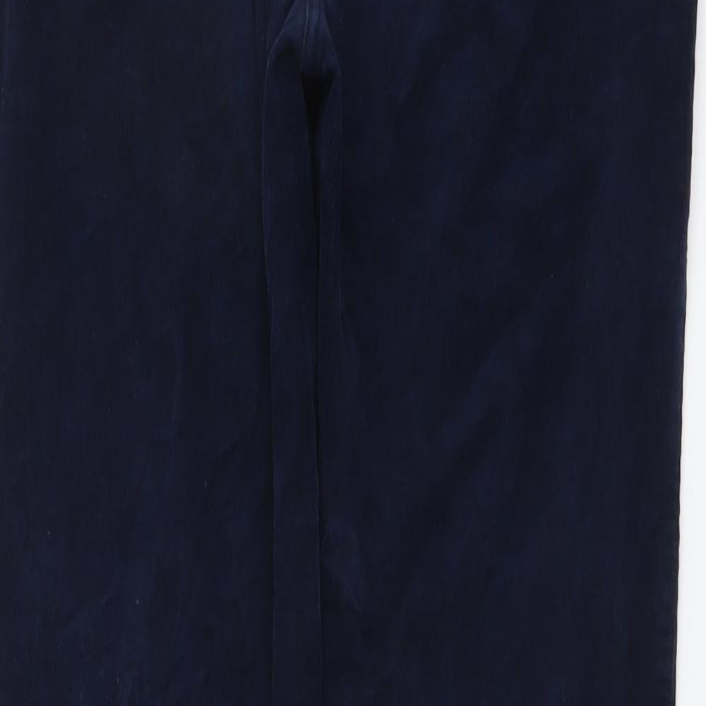 Marks and Spencer Womens Blue Cotton Trousers Size 12 L27 in Regular Button