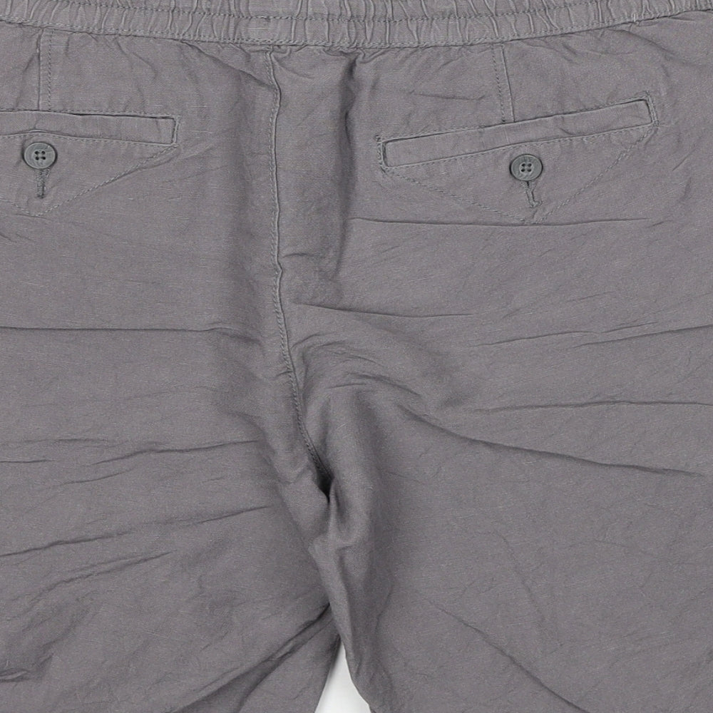 Dunnes Stores Womens Grey Linen Chino Shorts Size 16 Regular Drawstring