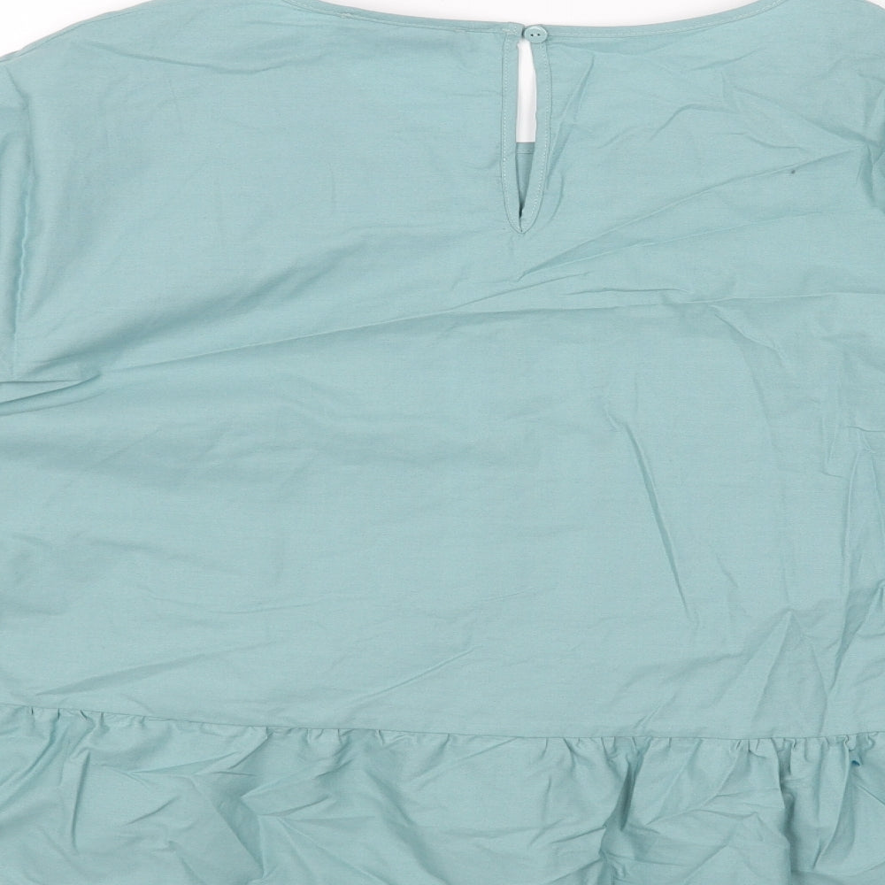 Marks and Spencer Womens Blue Viscose Basic Blouse Size 16 Boat Neck
