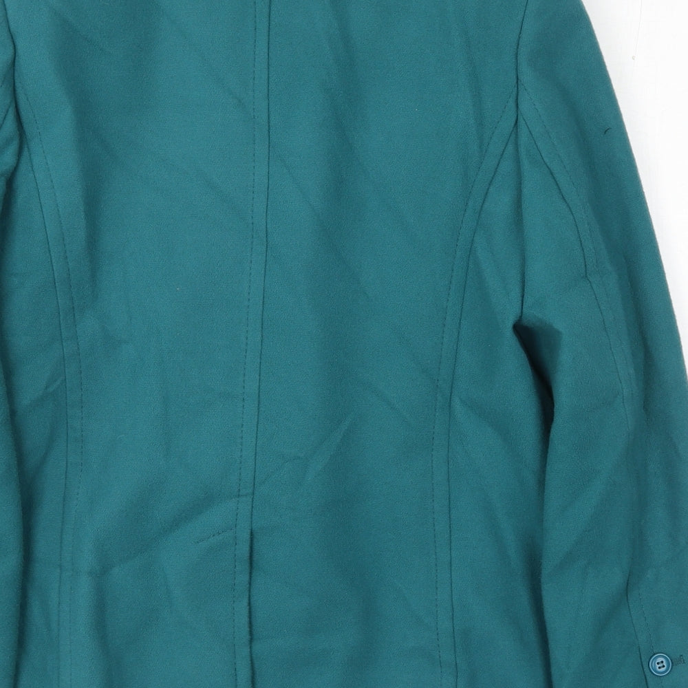Marks and Spencer Womens Green Pea Coat Jacket Size 10 Button