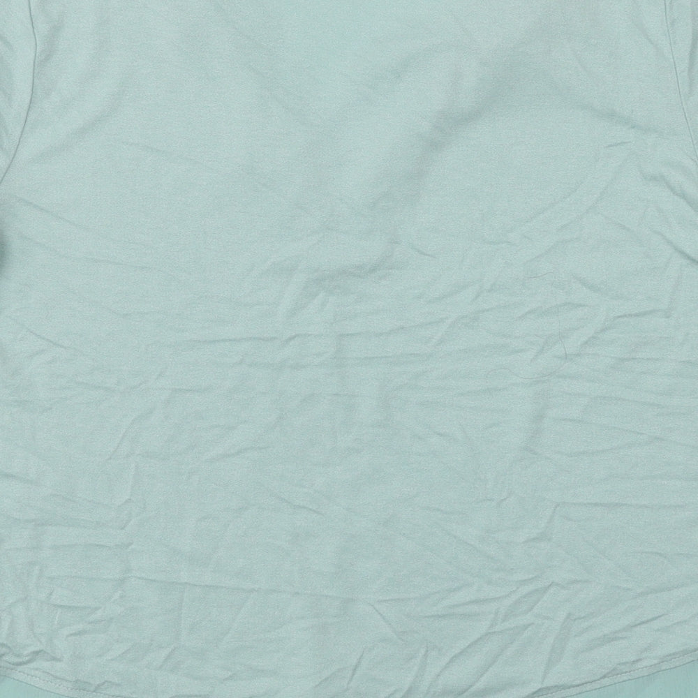 Marks and Spencer Womens Green Viscose Basic T-Shirt Size 10 V-Neck