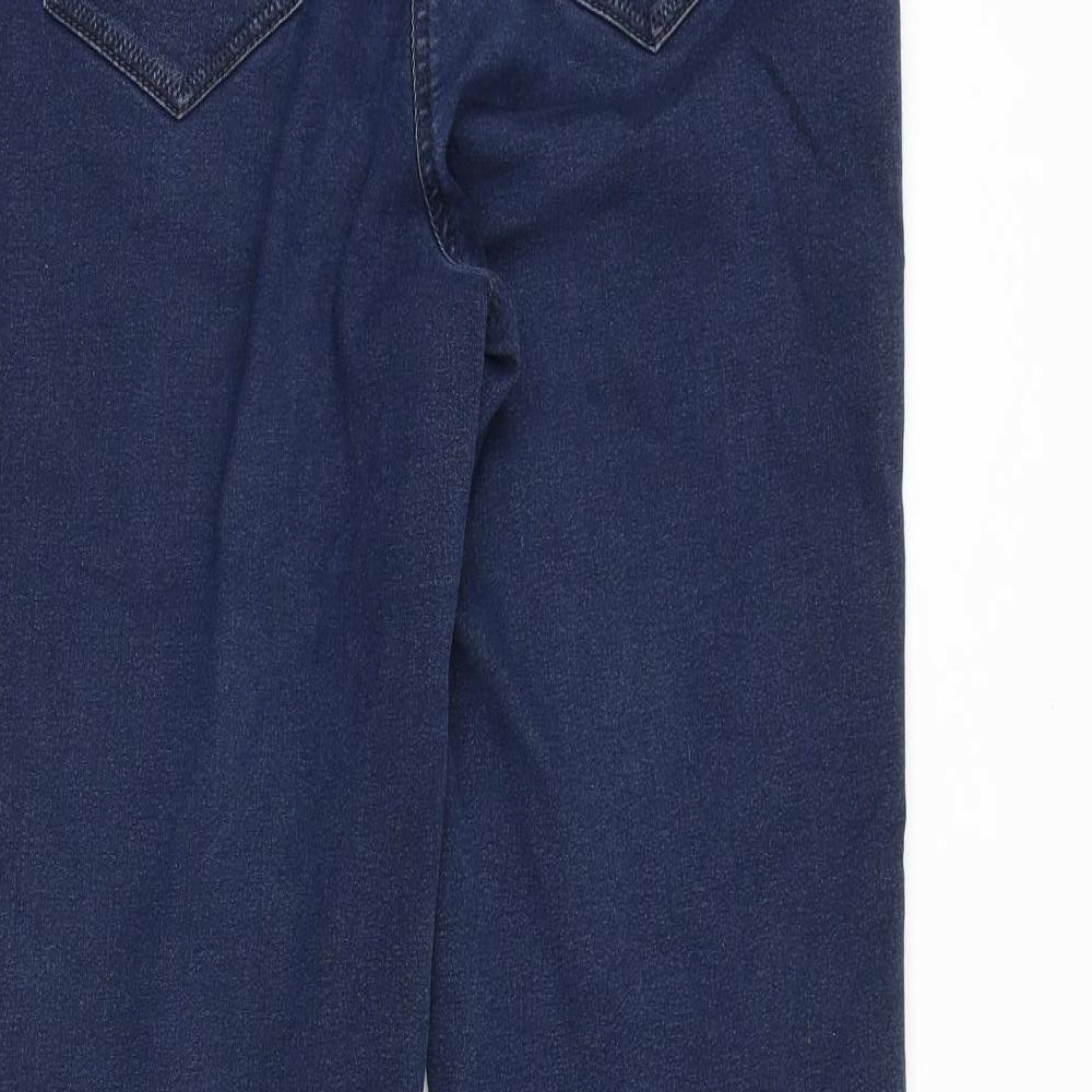 Preworn Womens Blue Cotton Straight Jeans Size 34 in Regular Zip