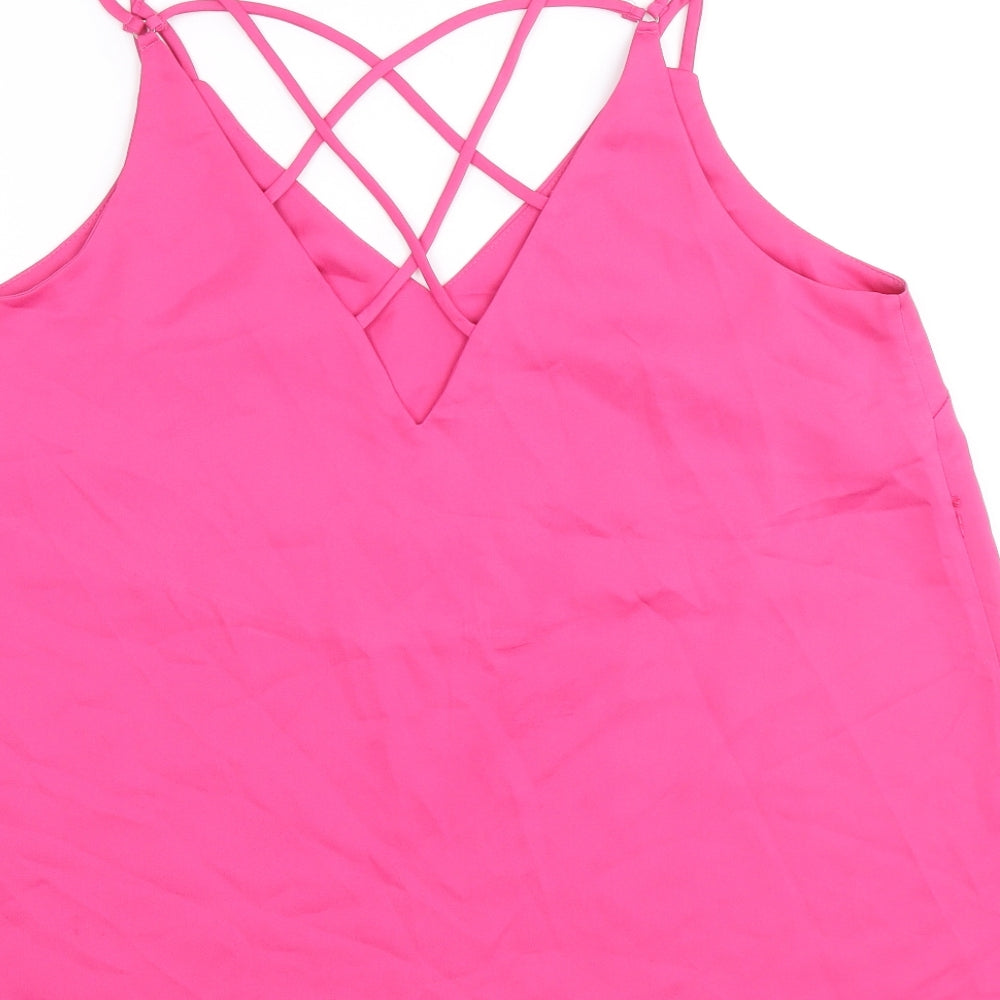 NEXT Womens Pink Polyester Camisole Tank Size 14 V-Neck - Cross Back Strap Detail