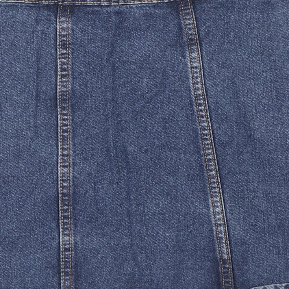 Denim & Co. Womens Blue Cotton Straight & Pencil Skirt Size 8 Button
