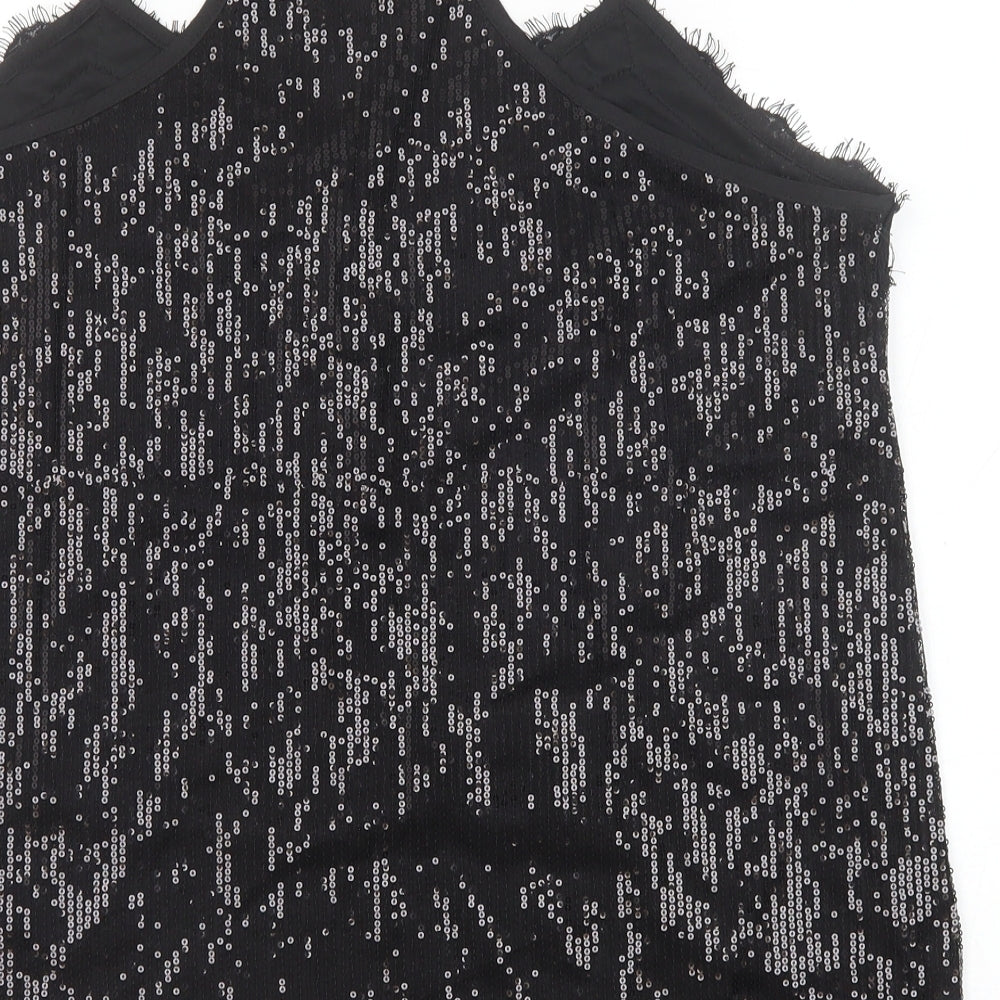 Preworn Womens Black Polyester Camisole Tank Size XL V-Neck - Lace Trim