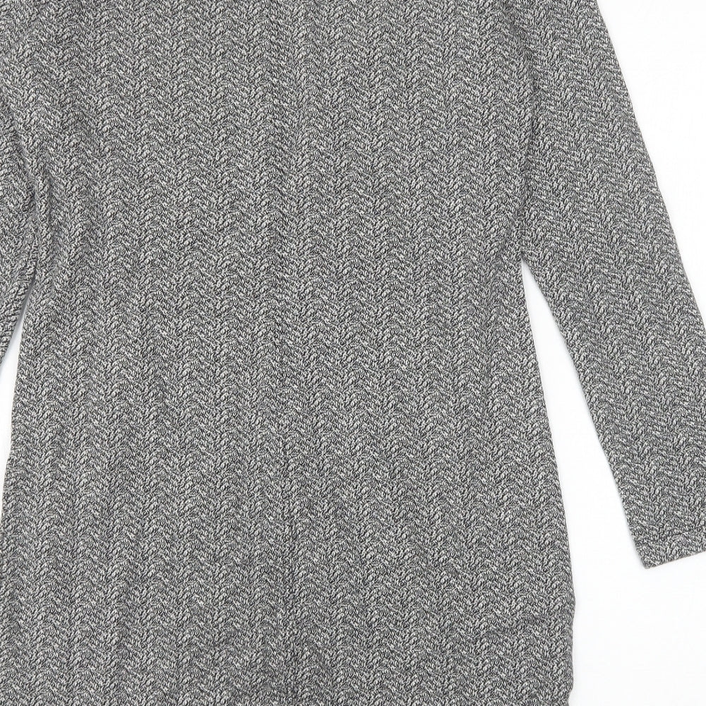 Marks and Spencer Womens Grey Cotton A-Line Size 12 Boat Neck Pullover