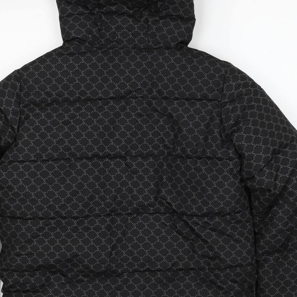 Sonneti Girls Black Geometric Puffer Jacket Jacket Size 13-14 Years Zip