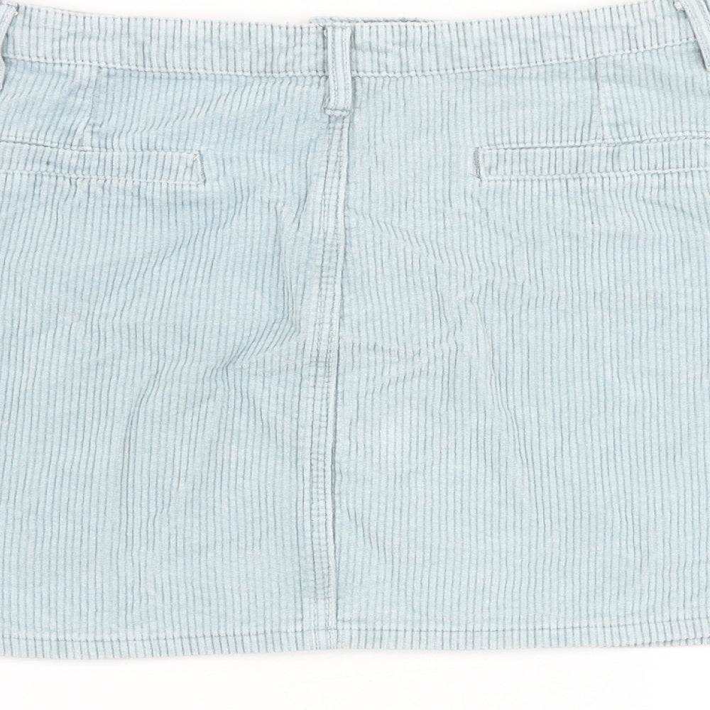 Missguided Womens Blue Cotton Mini Skirt Size 14 Button