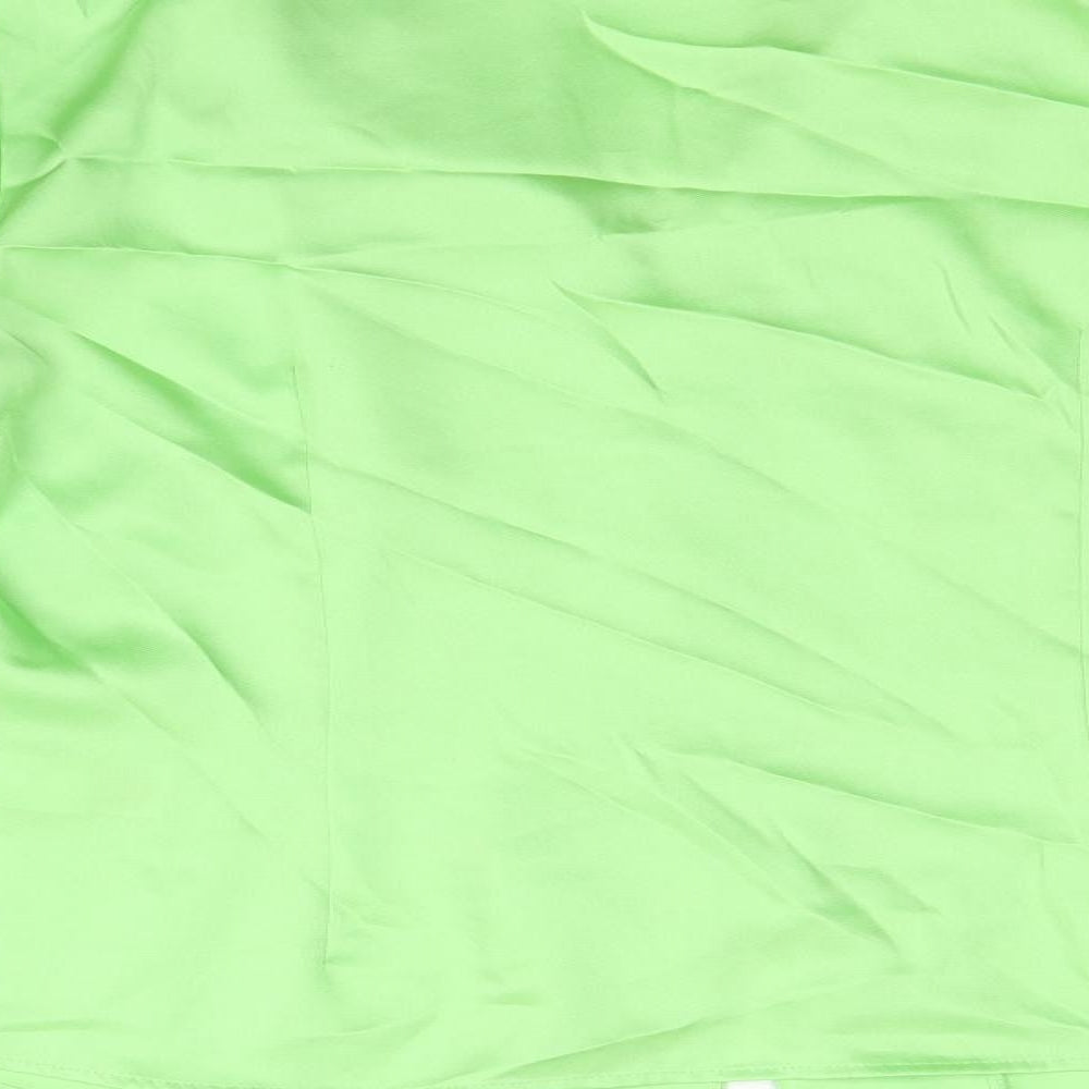 Marks and Spencer Womens Green Polyester Basic Button-Up Size 12 V-Neck - Collared