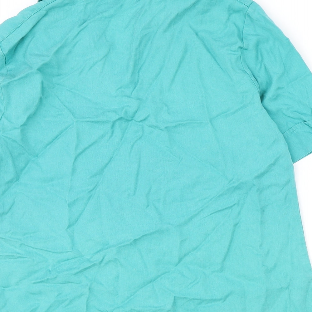 Marks and Spencer Womens Blue Lyocell Basic Button-Up Size 12 Collared
