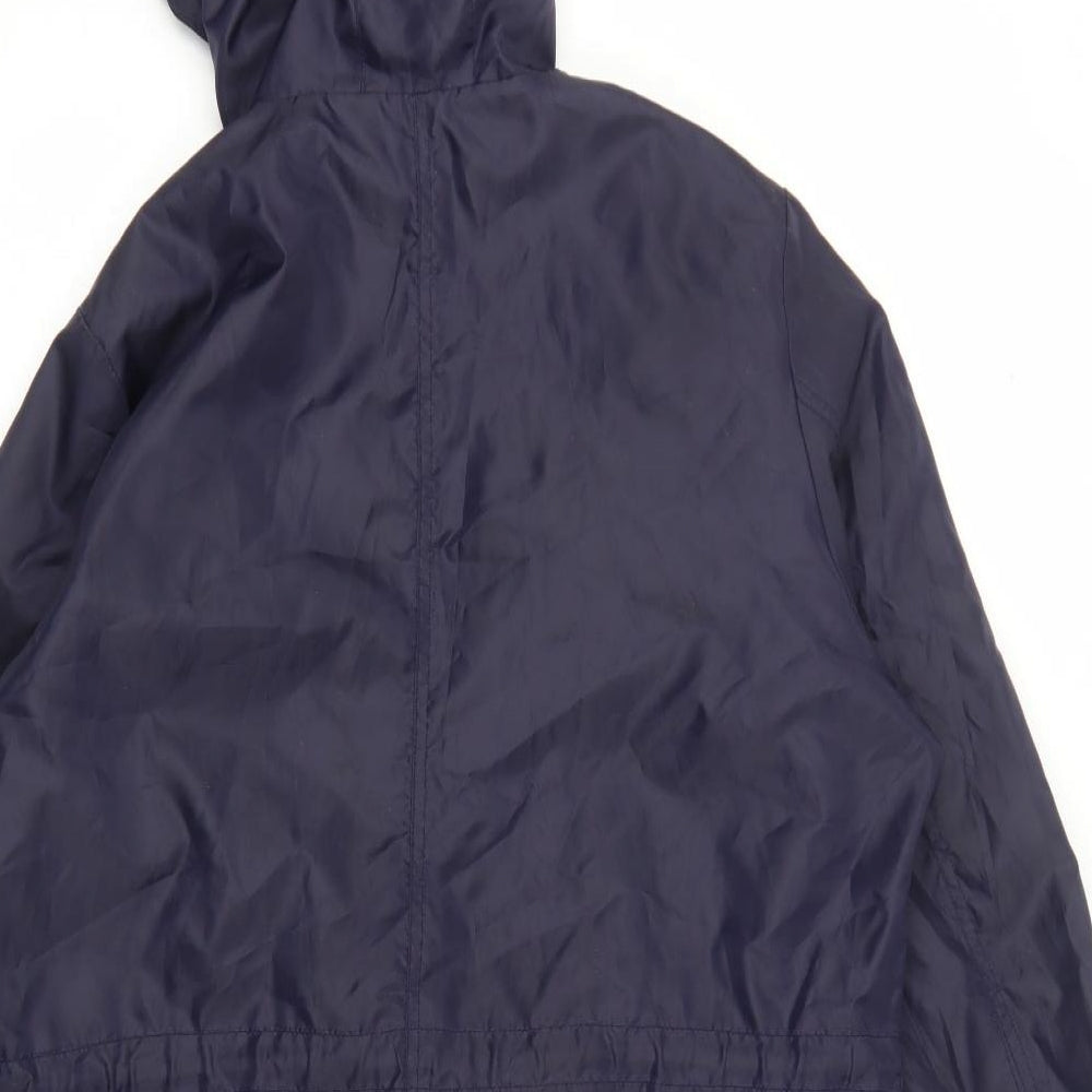 Being Casual Womens Blue Rain Coat Coat Size 18 Zip
