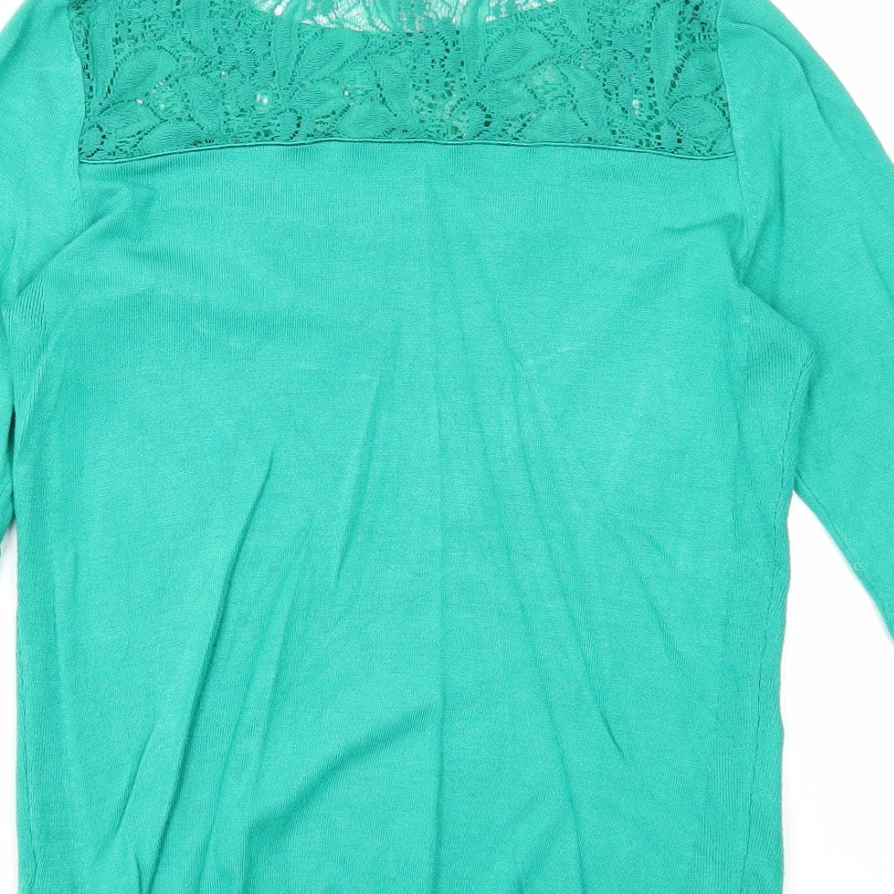 Per Una Womens Green Boat Neck Viscose Pullover Jumper Size 8