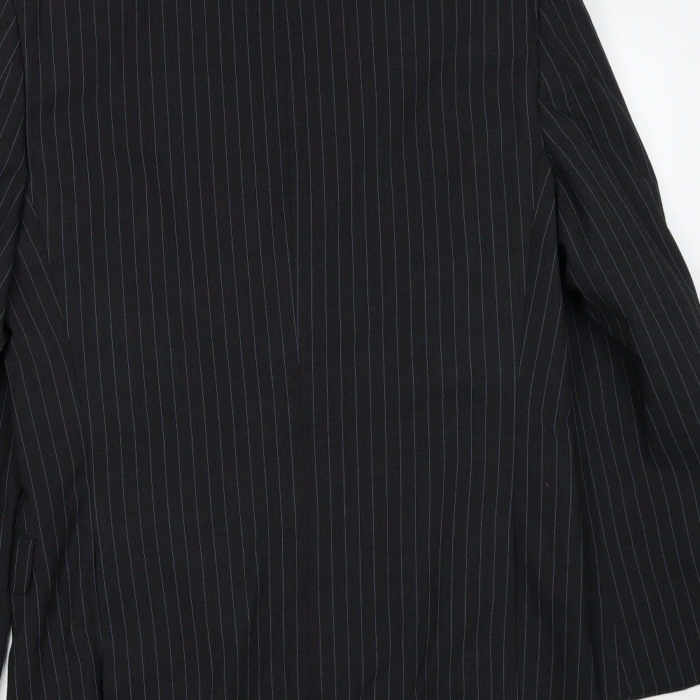Marks and Spencer Mens Grey Striped Wool Jacket Blazer Size M Regular