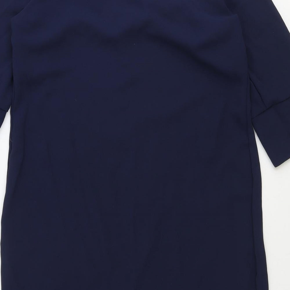 Marks and Spencer Womens Blue Polyester Sheath Size 12 V-Neck Pullover