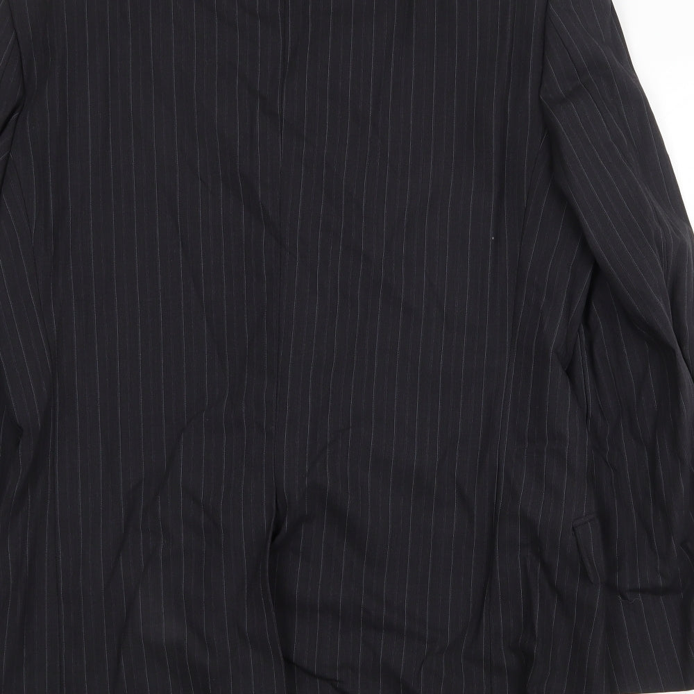 Marks and Spencer Mens Black Striped Wool Jacket Suit Jacket Size 40 Regular