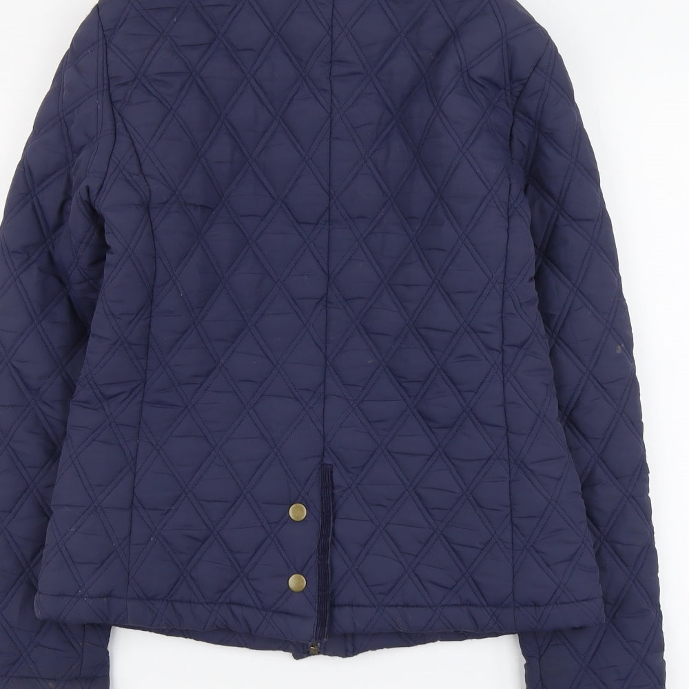 Dickins & Jones Womens Blue Quilted Jacket Size 12 Button