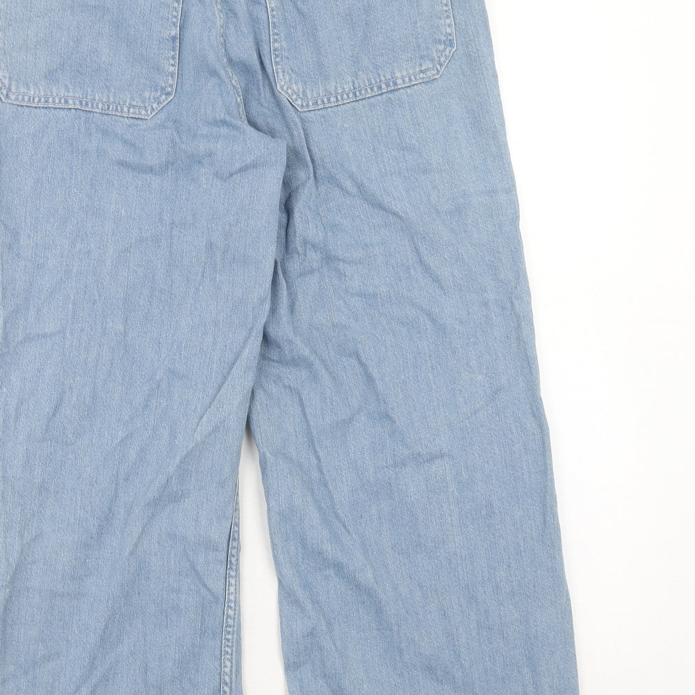Topshop Womens Blue Cotton Wide-Leg Jeans Size 28 in L32 in Regular Zip
