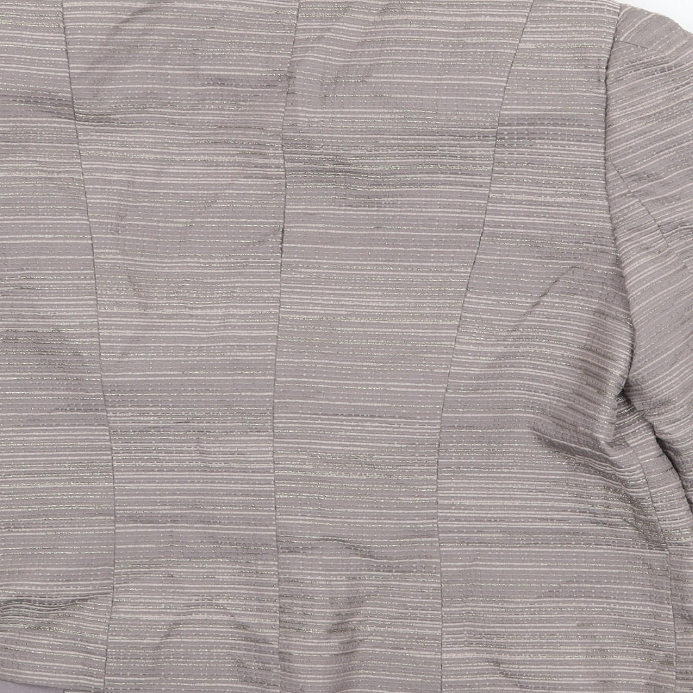CC Womens Grey Striped Jacket Blazer Size 16 Button