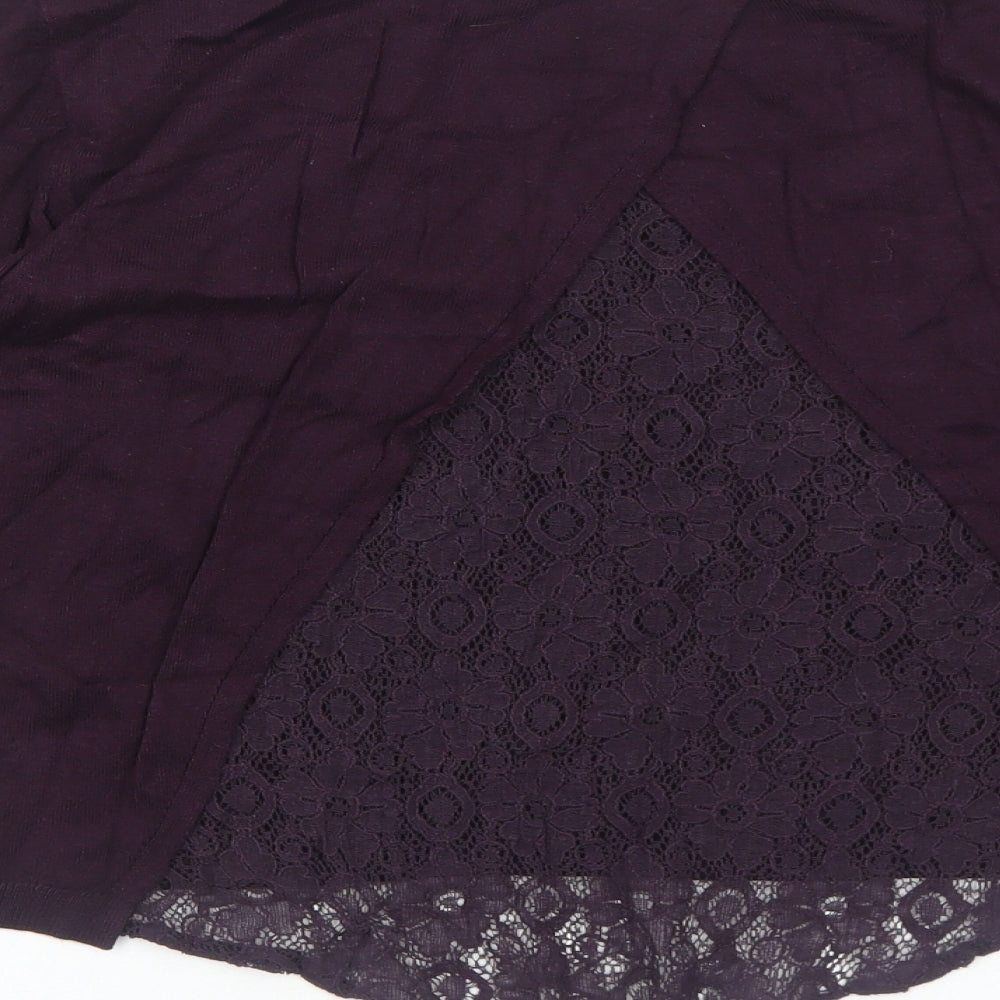 Dorothy Perkins Womens Purple Round Neck Viscose Pullover Jumper Size 8 - Lace detail
