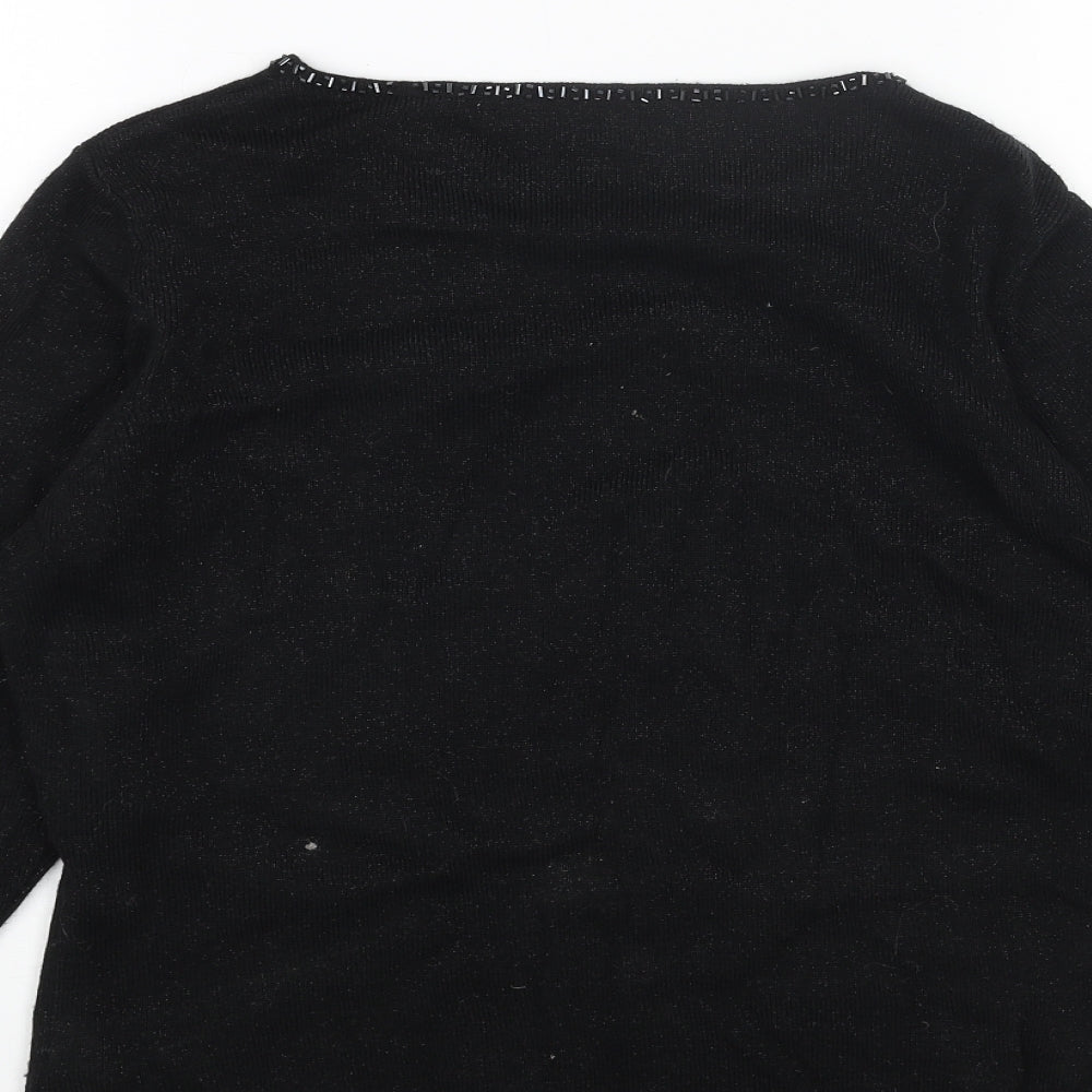 Marks and Spencer Womens Black Scoop Neck Acrylic Pullover Jumper Size 12