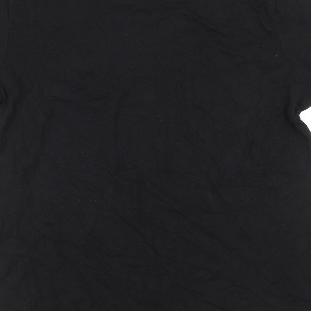 H&M Womens Black Cotton Basic T-Shirt Size M Scoop Neck