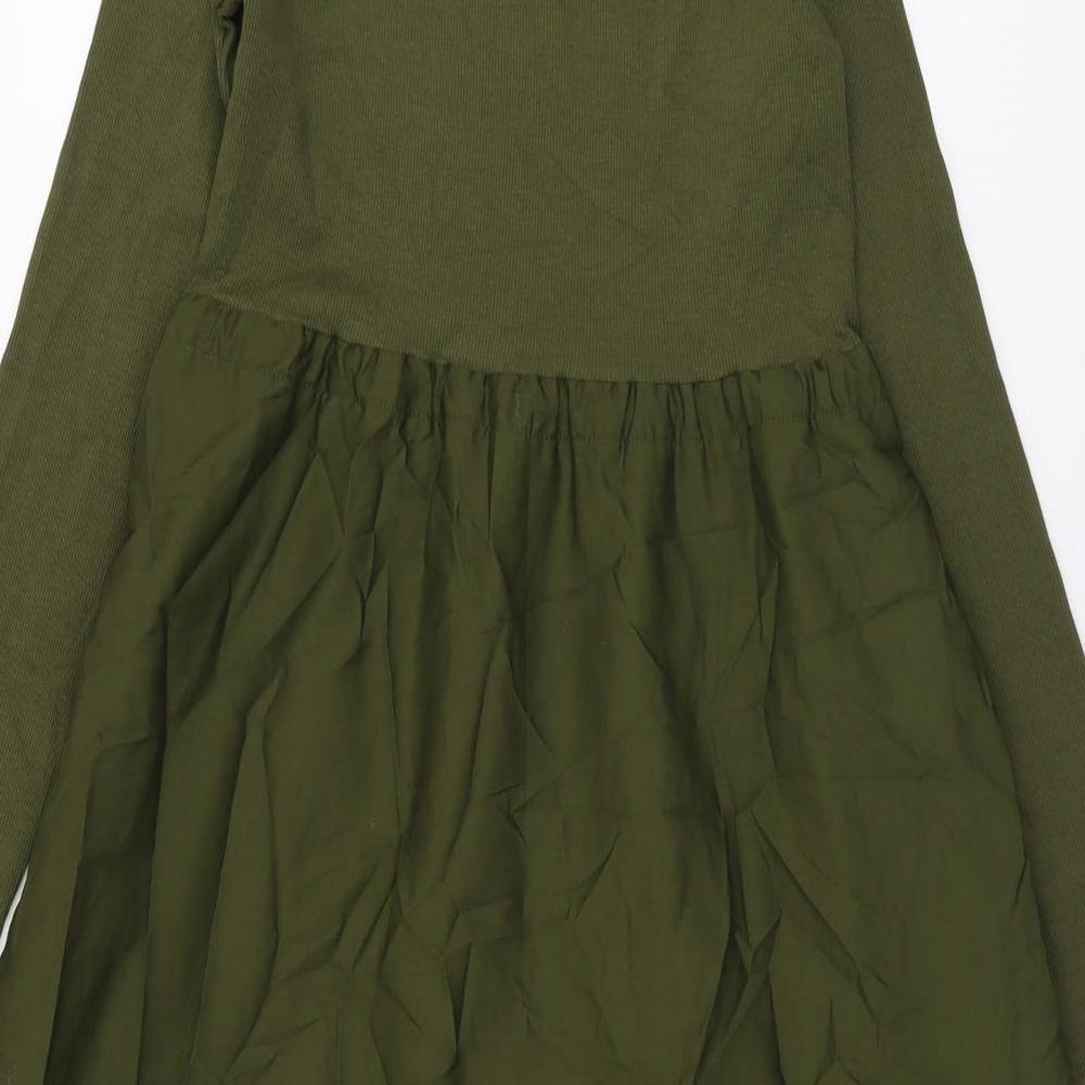 Marks and Spencer Womens Green Cotton Fit & Flare Size 10 Round Neck Pullover