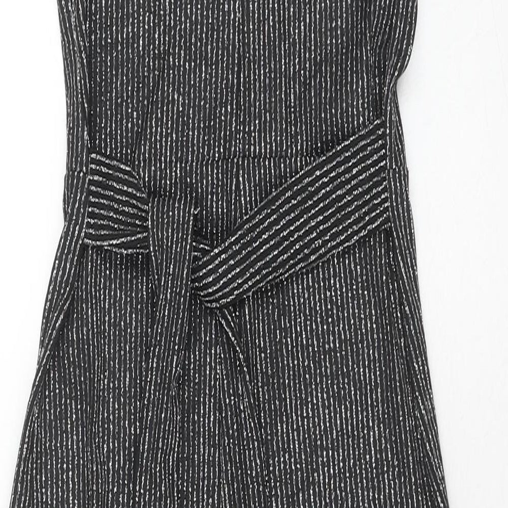 Matalan Girls Black Striped Polyester Jumpsuit One-Piece Size 12 Years Button