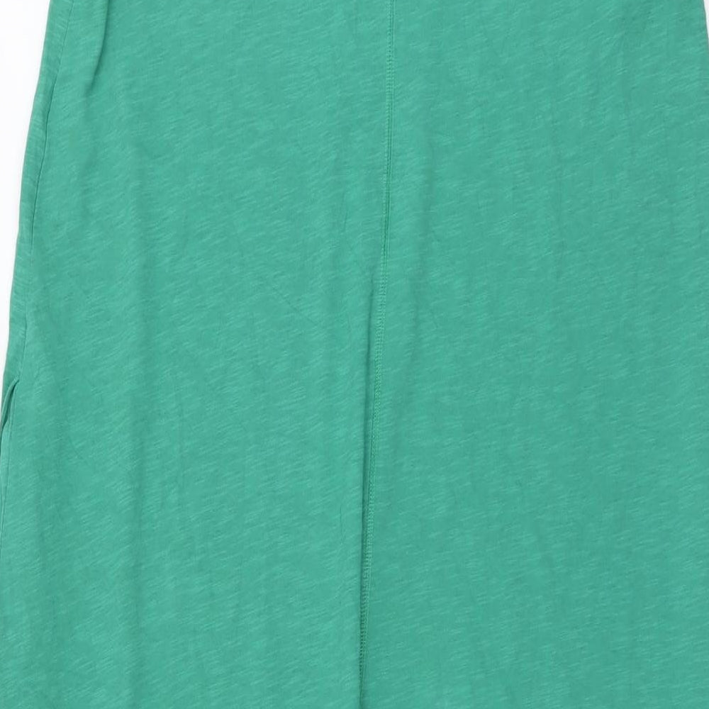 Marks and Spencer Womens Green Cotton T-Shirt Dress Size 16 Round Neck Pullover