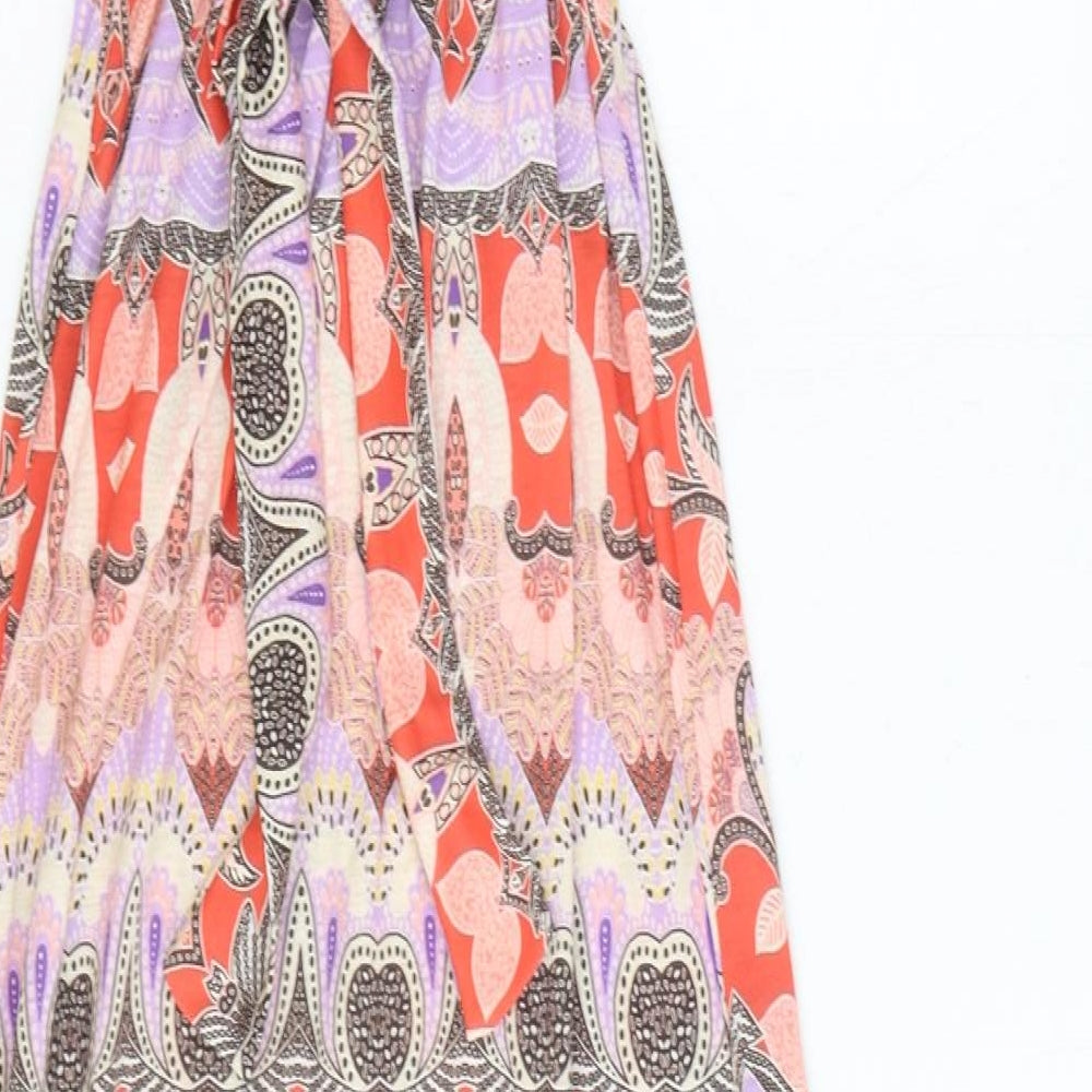 Miss Selfridge Womens Red Geometric Polyester Maxi Size 8 Off the Shoulder Pullover