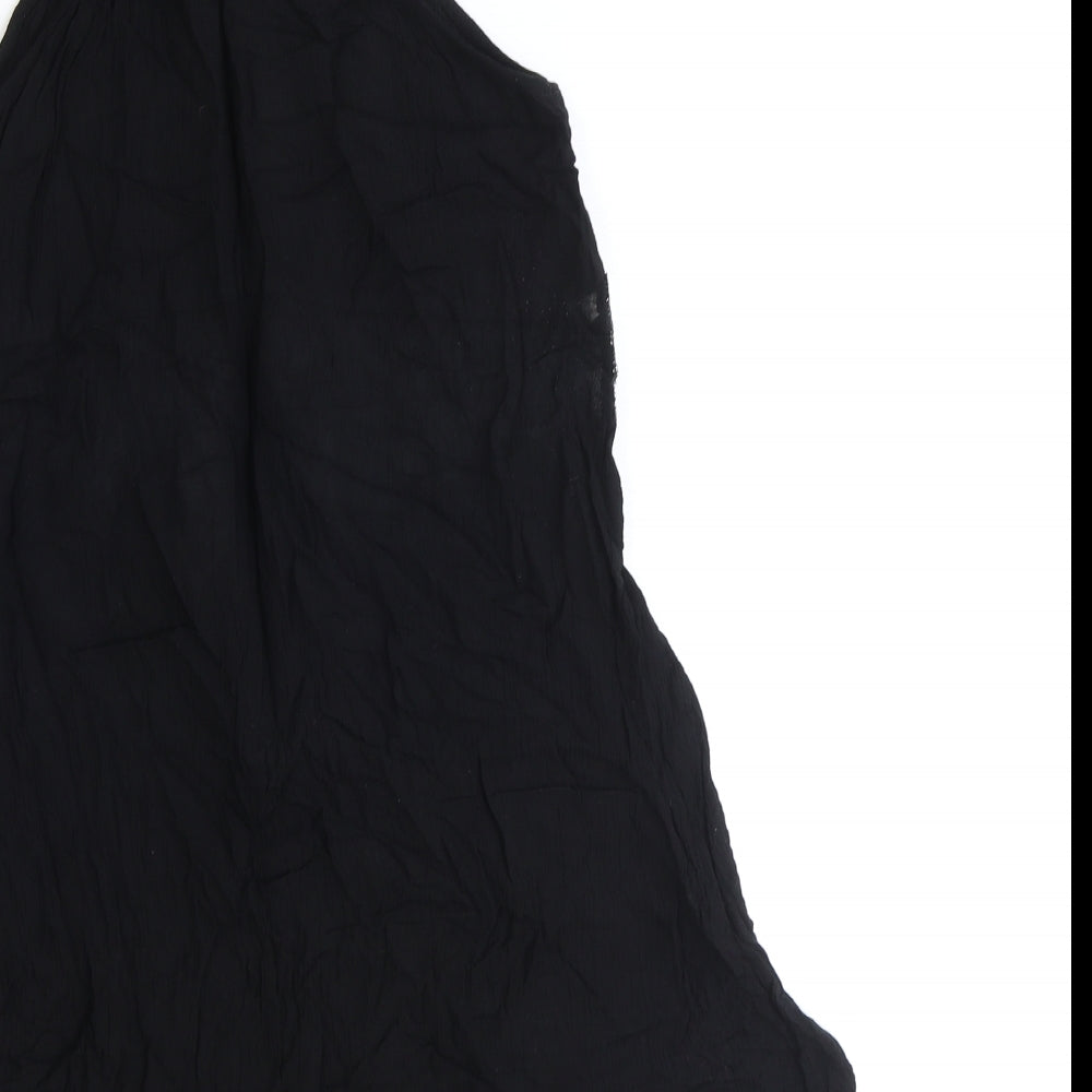 Boohoo Womens Black Viscose Mini Size 10 Round Neck Zip