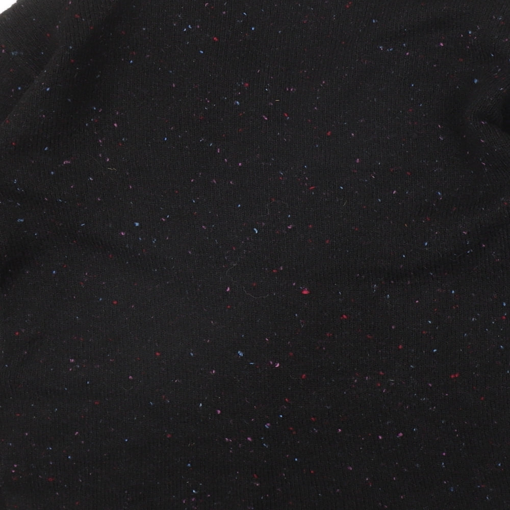 Marks and Spencer Womens Black V-Neck Geometric Acrylic Pullover Jumper Size XS