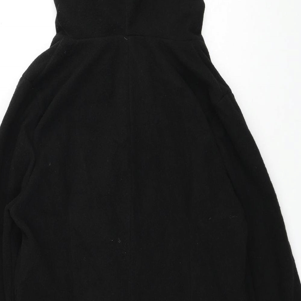 Celmia Womens Black Overcoat Coat Size L Button