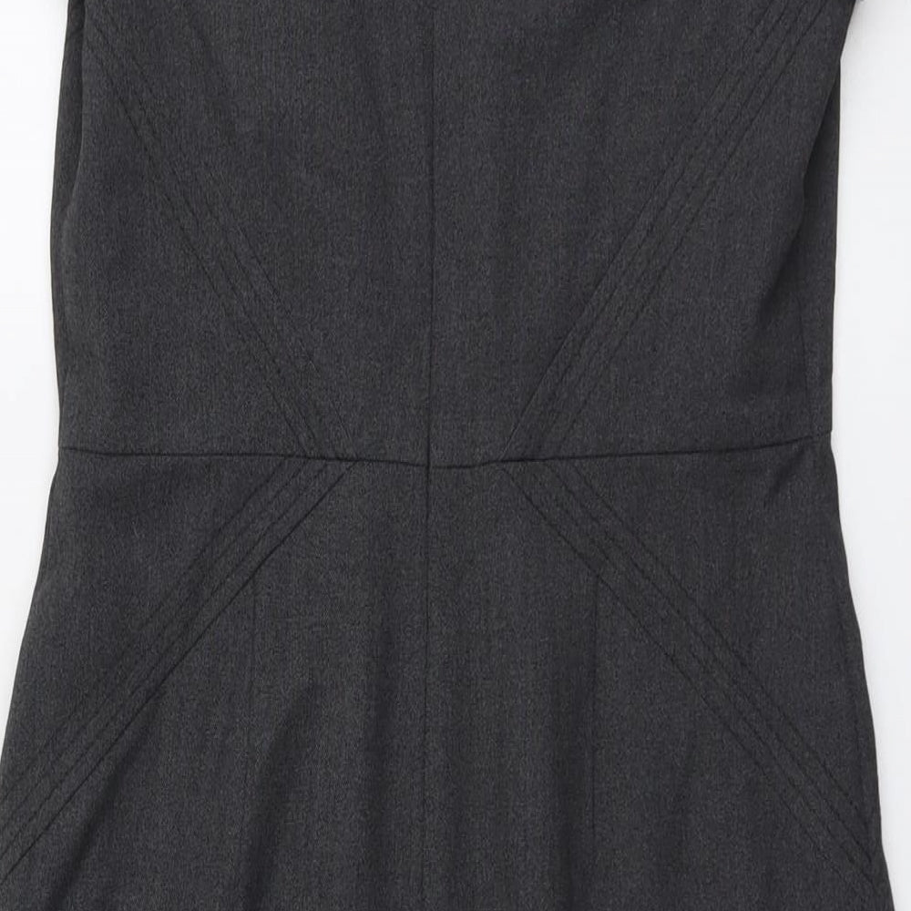 Marks and Spencer Womens Grey Polyester A-Line Size 12 V-Neck Zip