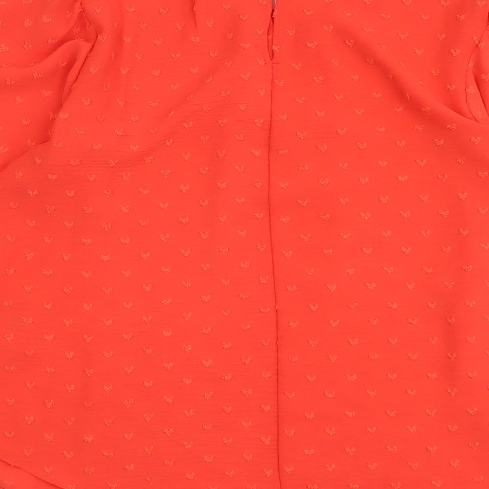 Marks and Spencer Womens Orange Geometric Polyester Basic Blouse Size 10 Scoop Neck - Hearts