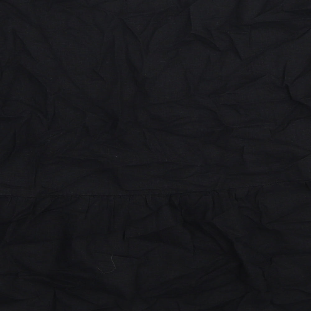 Marks and Spencer Womens Black Linen Basic Blouse Size 8 V-Neck